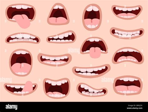Funny Cartoon Mouths Comic Hand Drawn Mouth Smiling Artistic Facial