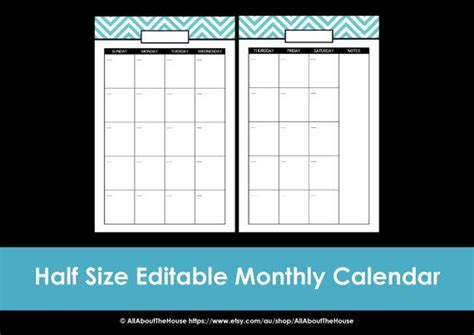 Free printables & svg cut files. Printable Calendar 2 page month printable US letter & half letter size perpetual editable PDF ...