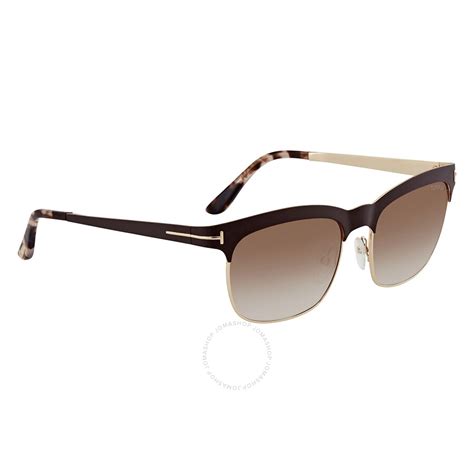 Tom Ford Gradient Brown Clubmaster Ladies Sunglasses Ft 0437 48f