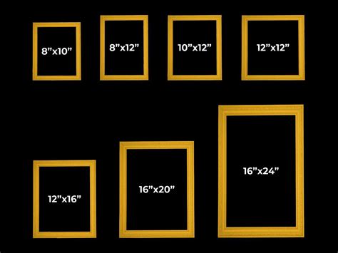 Standard Picture Frame Size Chart Picture Frame Sizes Standard