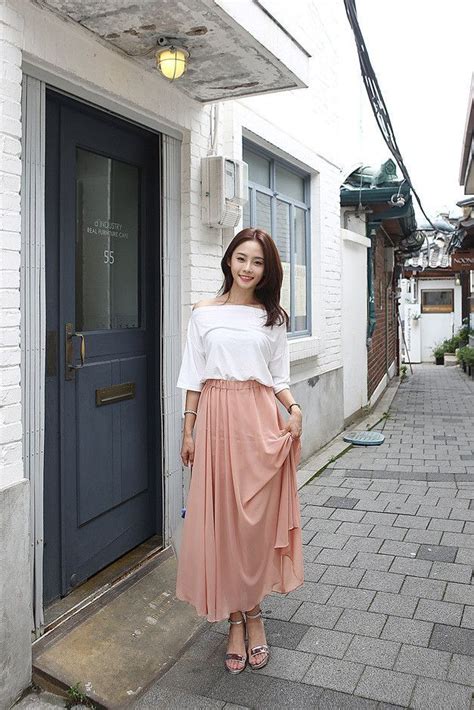 Trendy Long Skirt Sk Echo Koreanfashiontrends Korean Fashion Women Dresses Korean Fashion