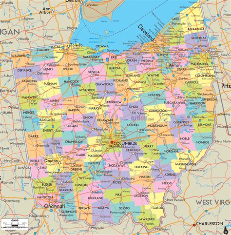 Map Of Ohio State Usa Ezilon Maps