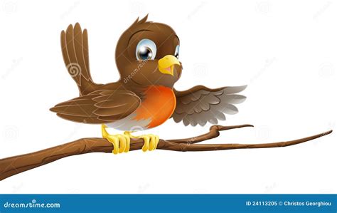 Robin Bird On Branch Pointing Stock Vector Illustration Of Background