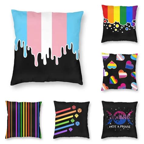 Luxury Trans Pride Flag Drip Throw Pillow Cover Decoration Lesbian Lgbt Gay Pride Cushion Cover