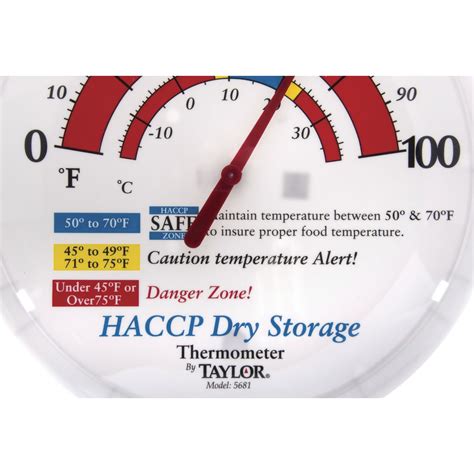 Taylor White Plastic Haacp Food Safety Thermometer For Dry Storage 13