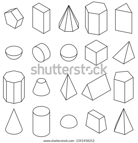 Set 3d Geometric Shapes Isometric Views Stock Illustration 1341458252