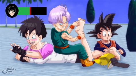 Goten And Trunks Vs Videl With Health Bars By Wedgiewedgiewedgie On Deviantart