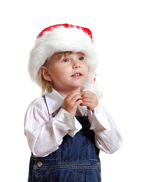 Christmas Kid In Santa Hat Stock Image Image Of Holiday Person
