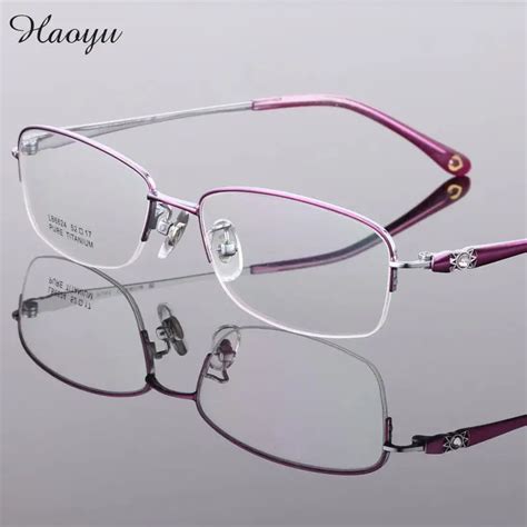haoyu retro pure titanium spectacle frames ladies ultra light myopia reading glasses