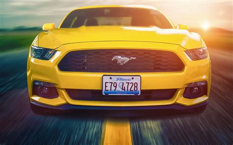 Yellow Ford Mustang In Time Lapse Photography Hd Wallpaper Wallpaper