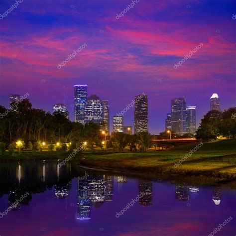 Images Texas Sunset Houston Sunset Skyline From Texas Us — Stock