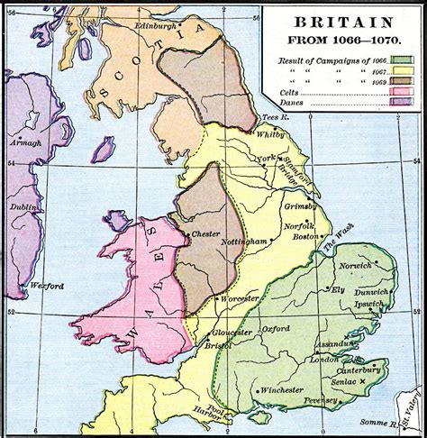 Map Of Britain And The Phases Of The Norman Conquest Map Of Britain