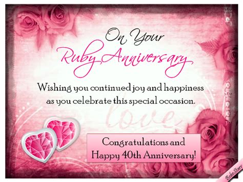 Ruby Anniversary Wishes Happy 40th Anniversary Wedding Anniversary