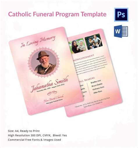 Free 19 Sample Catholic Funeral Programs In Pdf Psd Ms Word
