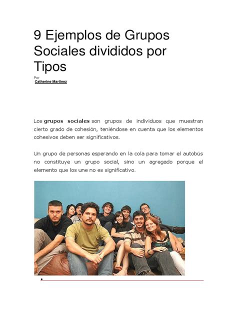 9 Ejemplos De Grupos Sociales Divididos Por Tipos Pdf Partidos