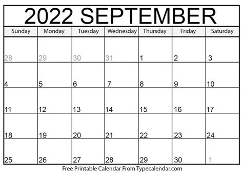 September 2022 Calendars Free September 2022 Printable