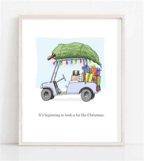 Christmas Golf Cart Art Print The Villages Sun City Etsy