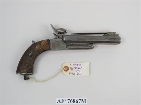 Double Barrel Breechloading Pinfire Pistol With Spring Loaded Bayonet