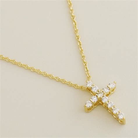 K Gold Diamond Cross Pendant Necklace Real Pave Natural Genuine