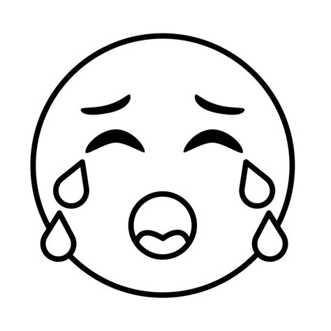 Crying Emoji Face Classic Line Style Icon Vector Art At Vecteezy