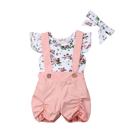 Toddler Baby Girls Summer Clothing Floral Romper Bib Pants Shorts