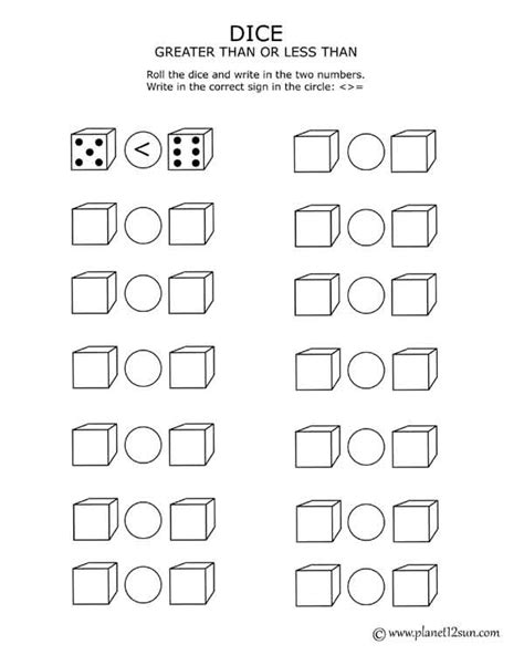 The worksheets support any first grade math program. Greater Than / Less Than - bluebirdplanet.com PRINTABLES