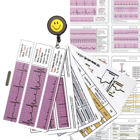 Momozee Ekg Nursing Reference Badge Cards Ecgekg Cardiac Drips Lab