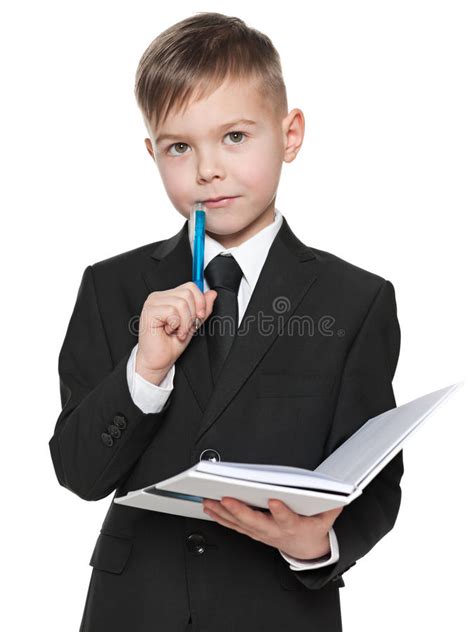 Full Length Of Schoolboy Reading Stock Photo Image Of Shot
