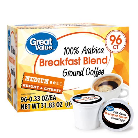 Great Value 100 Arabica Breakfast Blend Medium Ground Coffee 0 33 Oz