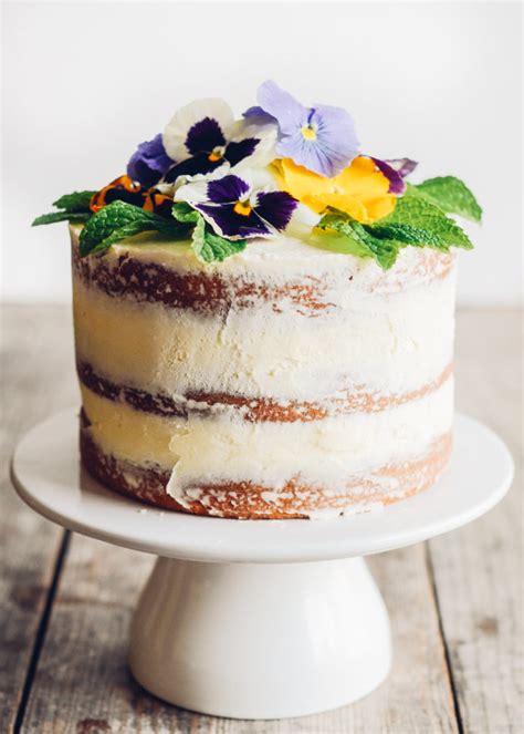 Triple Lemon Naked Layer Cake With Edible Flowers Buttered Side Up