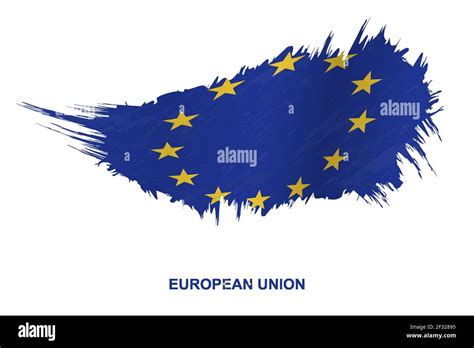 Flag Of European Union In Grunge Style With Waving Effect Vector