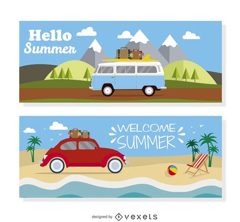 Summer Vehicle Travel Illustration Vector Download