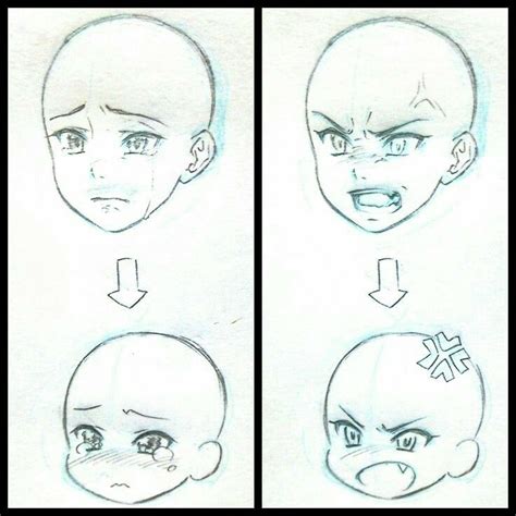 Sad Angry Face Nornal Chibi How To Draw Mangaanime