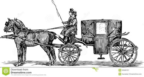 Old Horse Drawn Carriage Stock Vector Illustration Of Travel