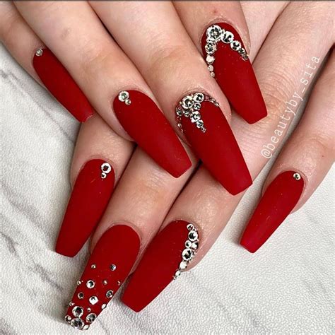 red hot nails clear crystals nail set crystal ab shine press on nails glue on nails