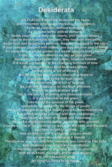 Desiderata 9 Deep Mystery Art Sharon Cummings Painting By Sharon