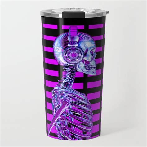 buy eternal disco travel mug by grandeduc eighties 80s neon music disco dj skull
