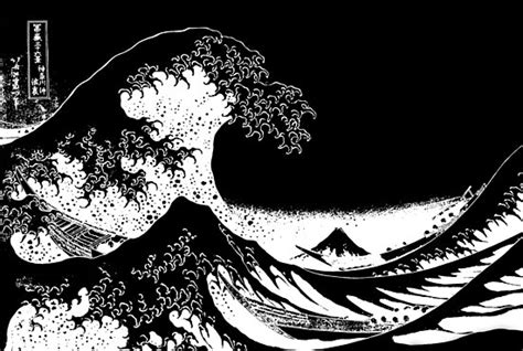 The Great Wave Off Kanagawa Black And White Poster By Ind Finite
