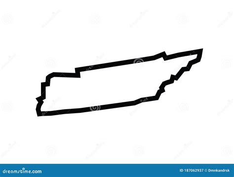 Tennessee Outline Map State Shape Stock Vector Illustration Of