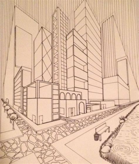2 Point Perspective City Drawing Perspective Drawing Architecture Perspective Art