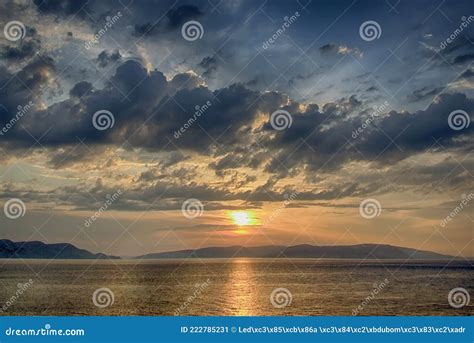 Sunset On The Adriatic Sea At Petrcane Village Near Zadar Town Royalty