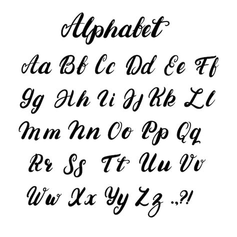 Alphabet De Calligraphie écrit à La Main En Minuscules Et En Majuscules