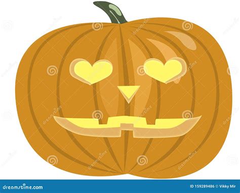 A Pumpkin In Love For Halloween With Heart Shaped Eyes Stock