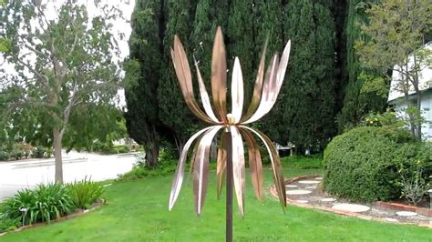 Kinetic Copper Wind Sculpture Dual Spinner Dancing