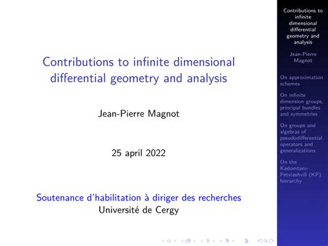 Pdf Contributions To Infinite Dimensional Differential Geometry And