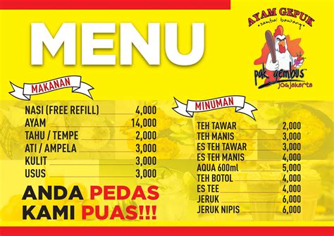 Order now and get it delivered to your doorstep with grabfood. Ayam Gepuk Sambal Bawang Pak Gembus Menu - Zomato Indonesia