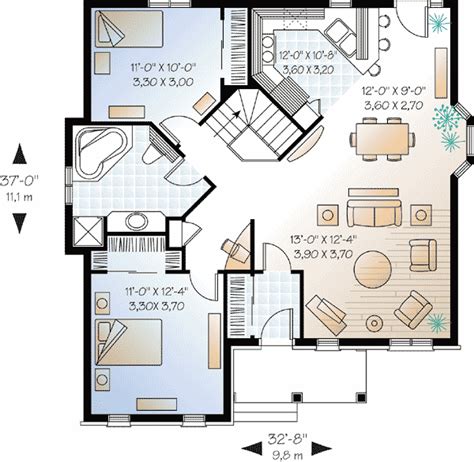 Economical 2 Bedroom Brick House Plan 21213dr 1st