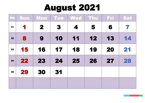 12 month 2021 calendar on one page. Printable August 2021 Calendar Word - January 2021