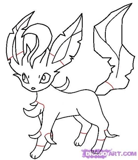 How To Draw Leafeon From Pokemon Step 6 Pokemon Coloring Pages