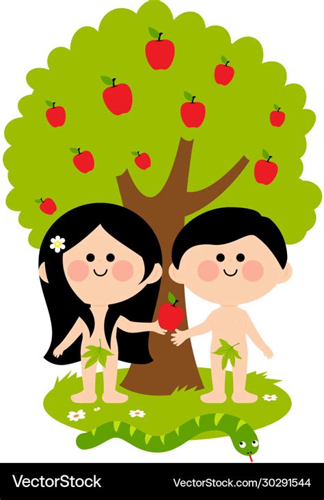 adam and eve under an apple tree royalty free vector image